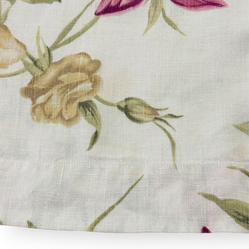 Hot Cotton Vtg Linen Floral Peasant Blouse XL Botanical Cottagecore Romantic - Picture 7 of 9